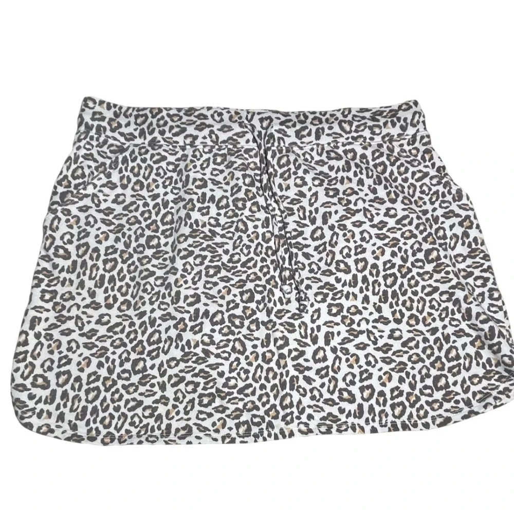 Nine West Womens Leopard Print Skirt XL Drawstring Waist Casual Mini Skirt - Picture 1 of 4